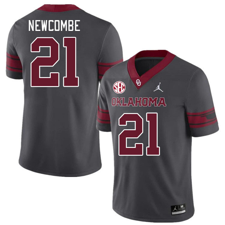 Men #21 Jeremiah Newcombe Oklahoma Sooners 2024 SEC Conference College Football Jerseys-Charcoal